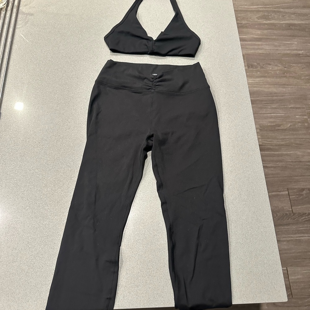 WeWoreWhat Black V Halter Bra and Runched Leggings